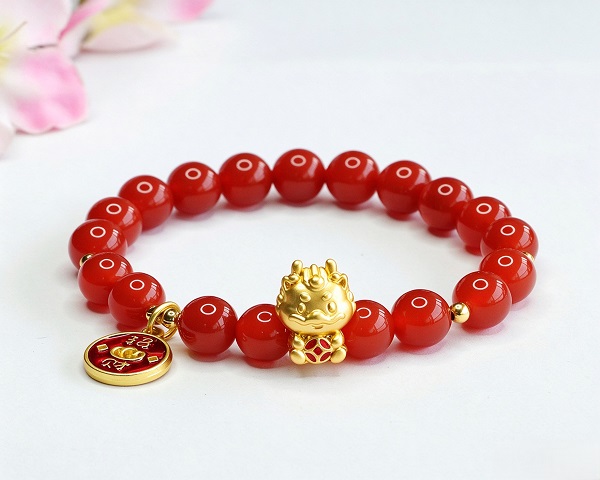RED AGATE BEADS BRACELET