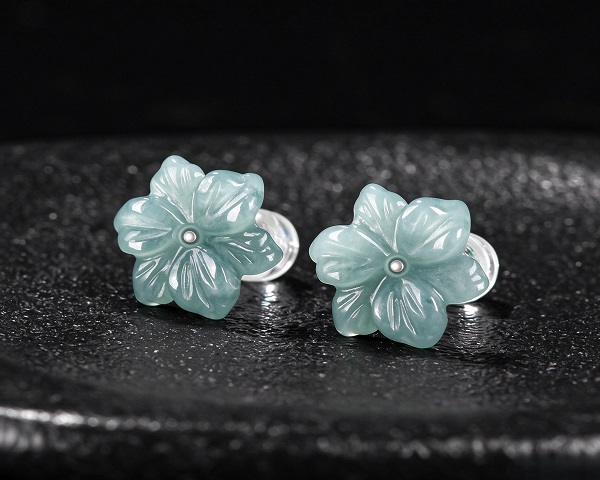JADE FLOWER STUDS